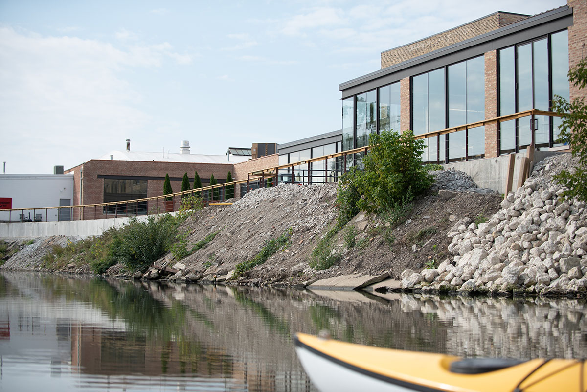 Metropolitan Brewing Rockwell Tap Room sits alongside the Chicago River in Chicago’s Avondale neighborhood.