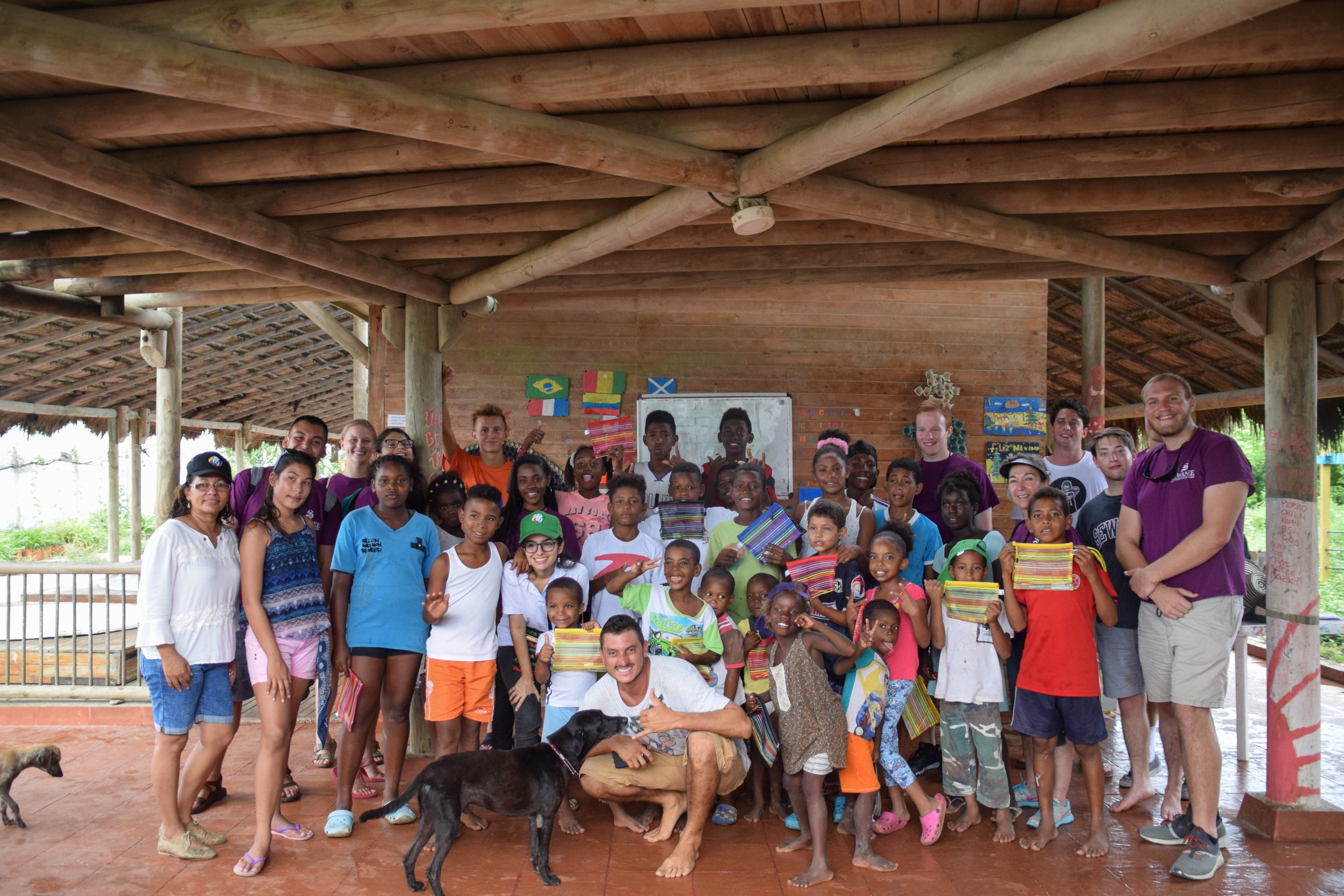 A group of environmentalists, stationed in Tierra Bomba, Cartagena have also taken notice. Amigos del Mar is a group started by Pedro Salazar, whose purpose is to educate others in the area, especially the youth, about the importance of taking care of the sea and recycling any trash they do find. Seen here is a photo of the founder and many of the youth who are learning about the importance of the sea as well as other necessary education.