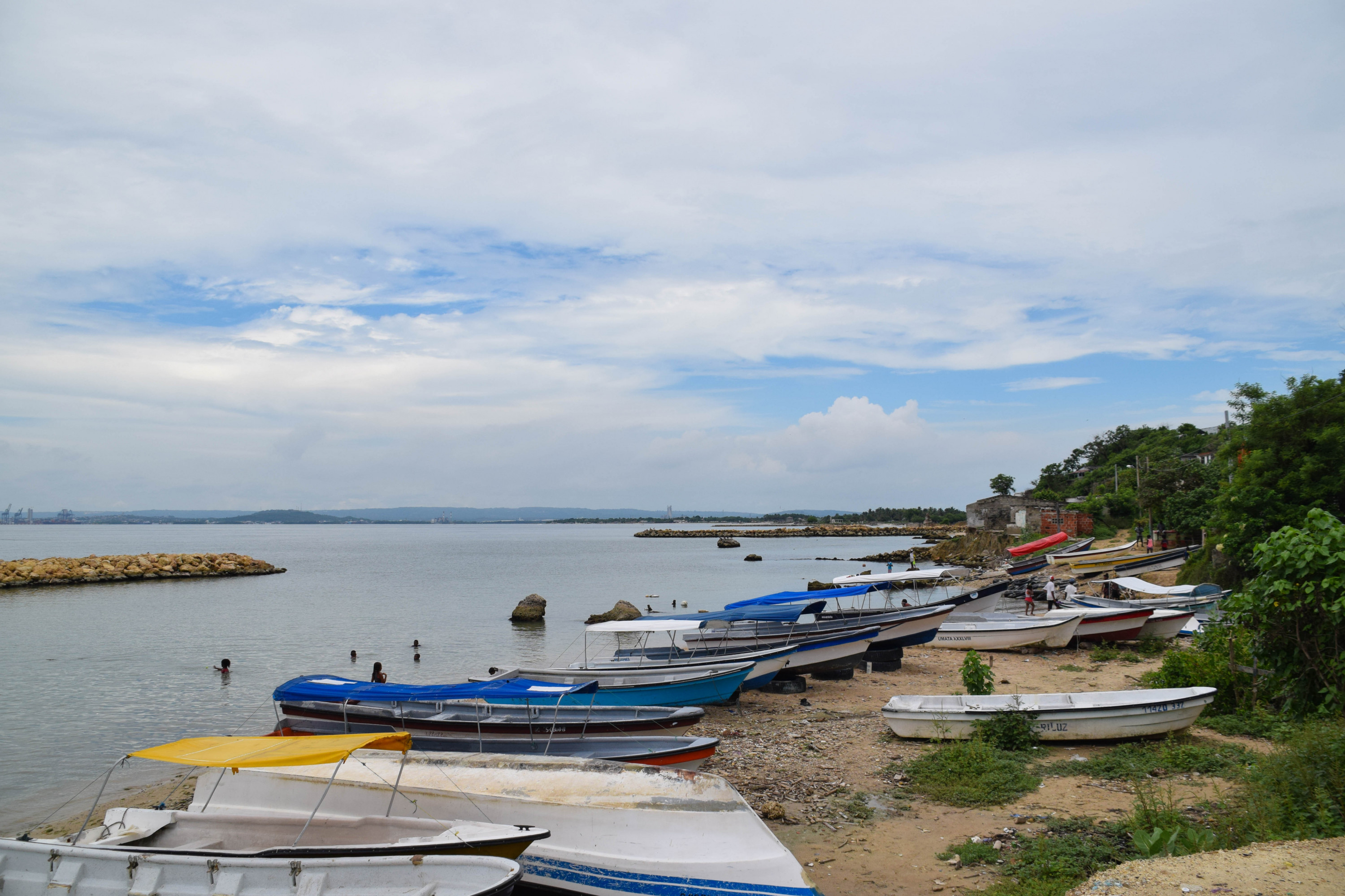 Tierra Bomba is an island just off the coast of mainland Cartagena. The only way to reach the island is to travel by boat and the island is so secluded from the rest of Cartagena, that they do not have any running water. This lack of transportation and general contact with the mainland makes their focus on protecting the environment even direr. Seen here is a line of boats used to travel to and from mainland Cartagena every day.