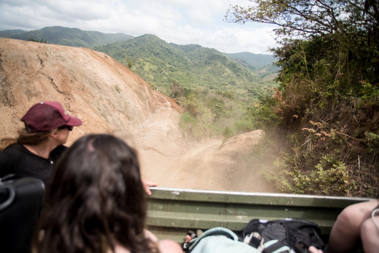 The road to Kalu Yala, as seen from the back of a truck. (Photos by Colin Boyle/Medill)