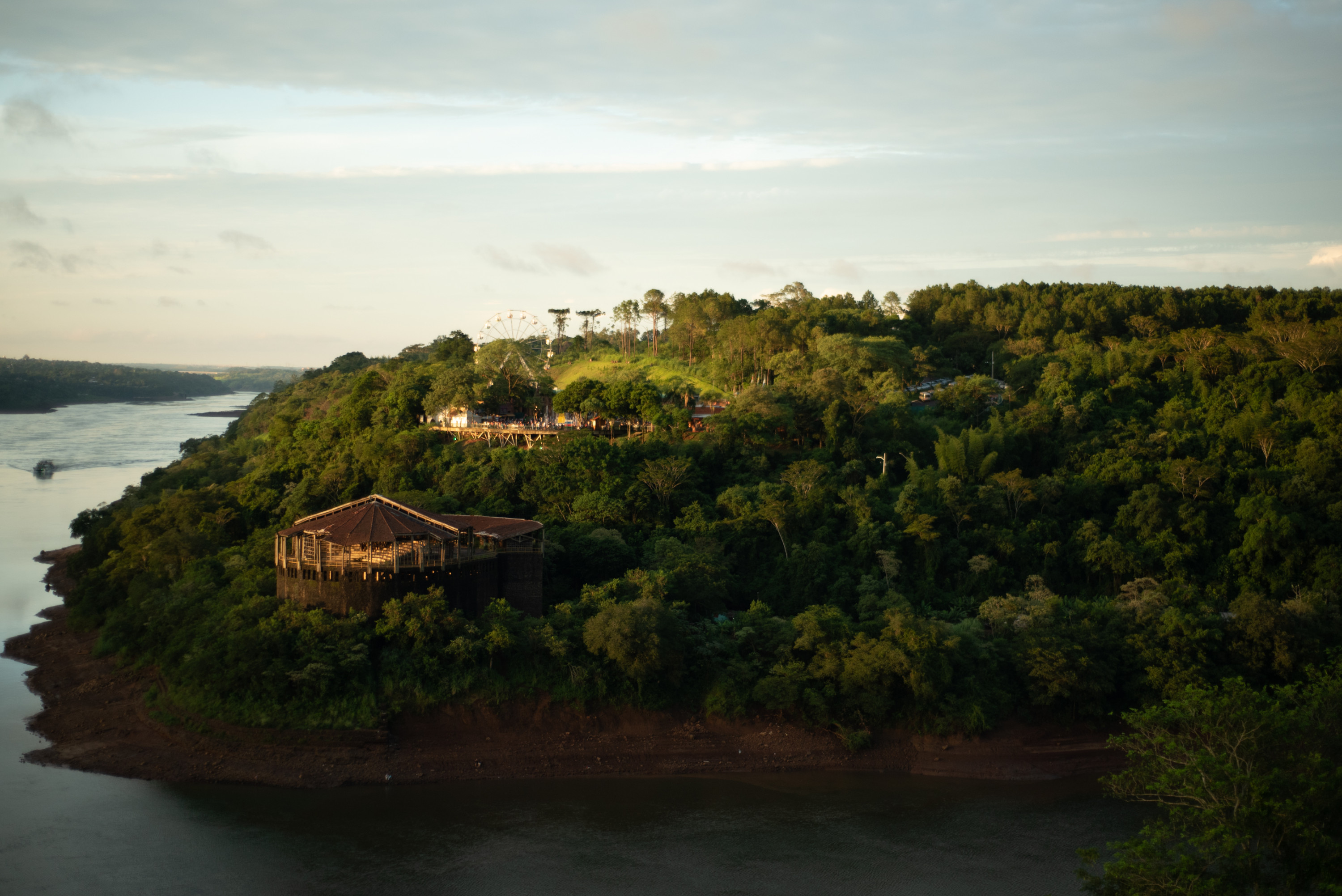 Looking across the Iguazu River toward the Brazilian border from Puerto Iguazú, Argentina.