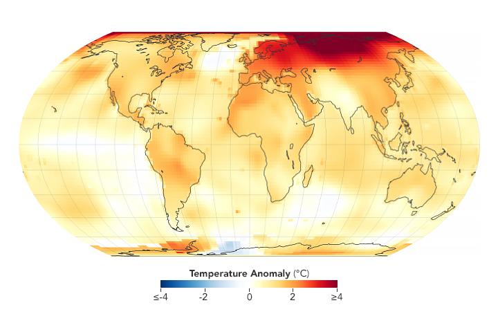 Temperatures around the world have steadily risen in the last several decades. (NASA’s Goddard Space Flight Center)