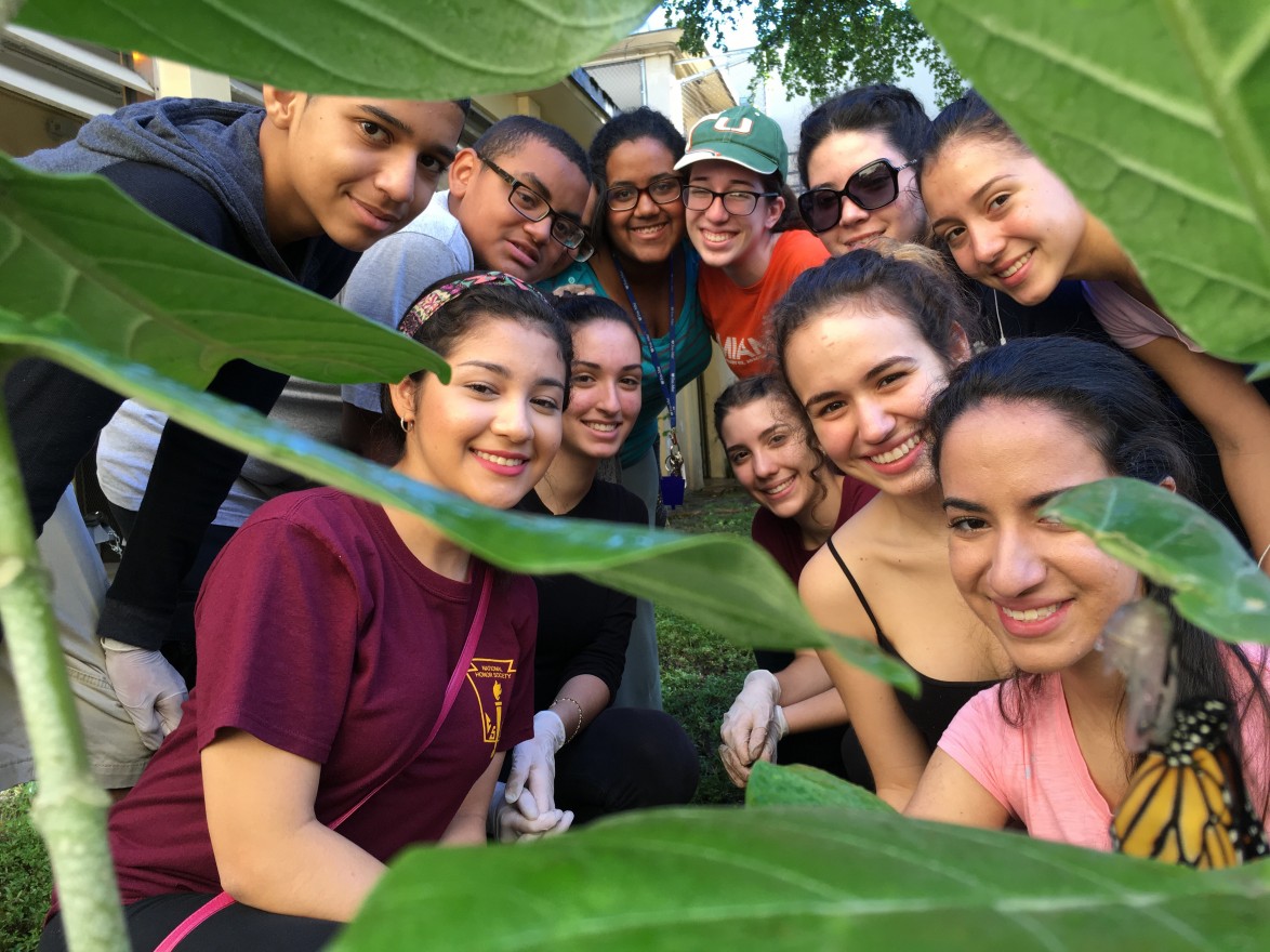 Susette and her teammates in the garden
