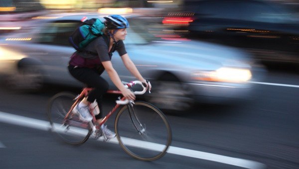 Cycling alongside DC traffic can be dangerous. (Photo courtesy of WABA)