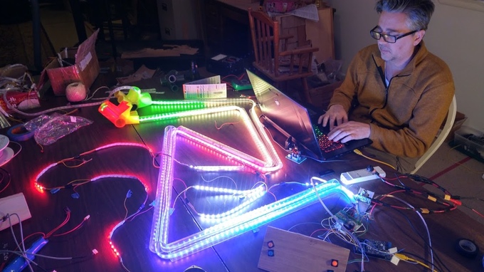 Stephen Svoboda working on the LEDs. (Photo courtesy of Gerard Poole)