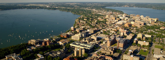 The city of Madison balances on an isthmus between two lakes. (City of Madison)