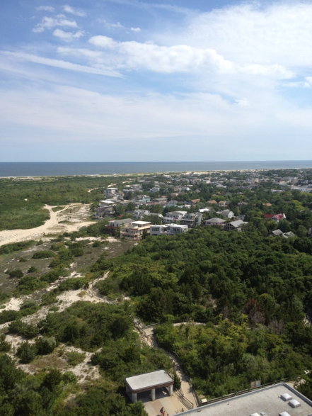 An aerial view of the island in the summer of 2013 during rebuilding efforts.