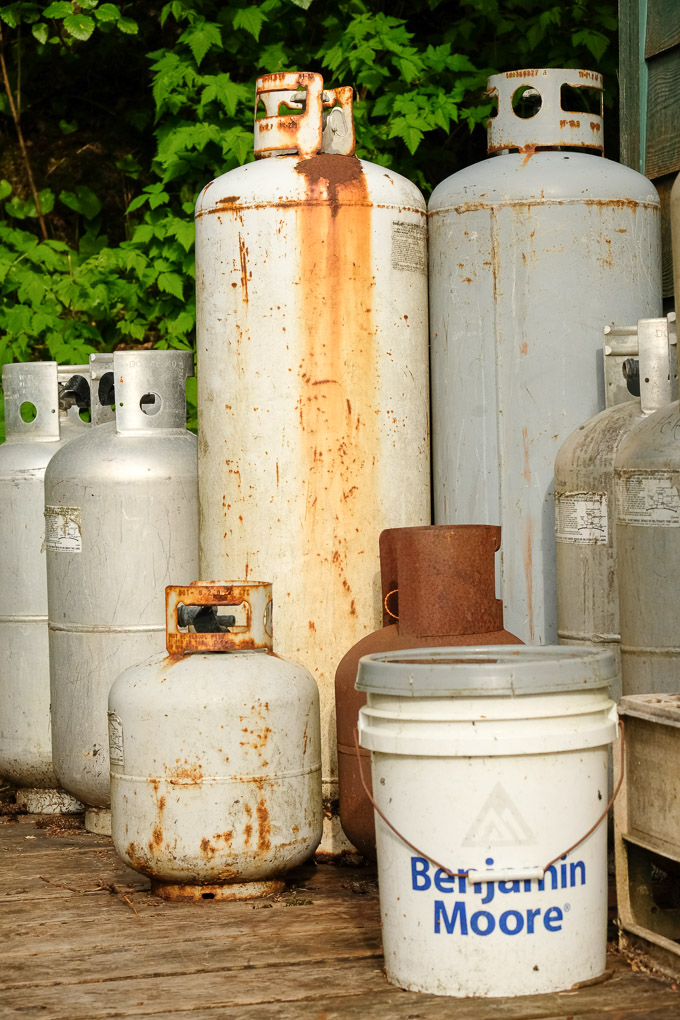 rusty propane tanks