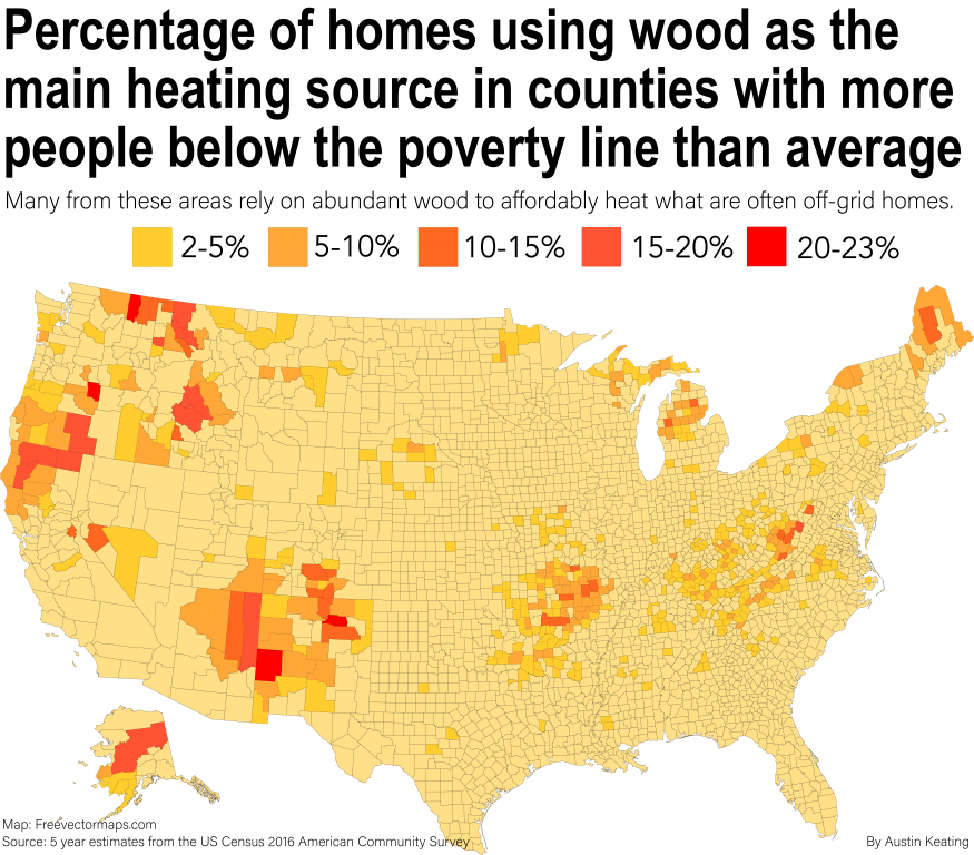 Distribution of wood-fired furnace users