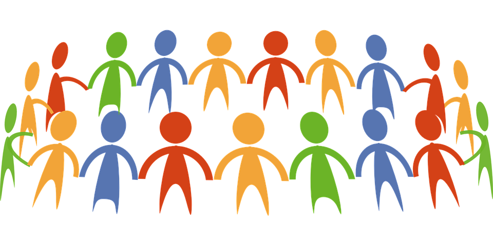 Illustration of people holding hands in a circle