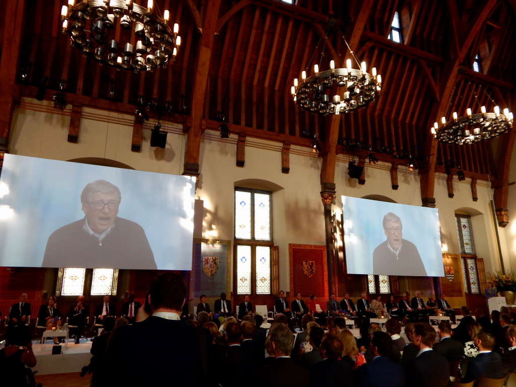 Bill Gates speaks via teleconference