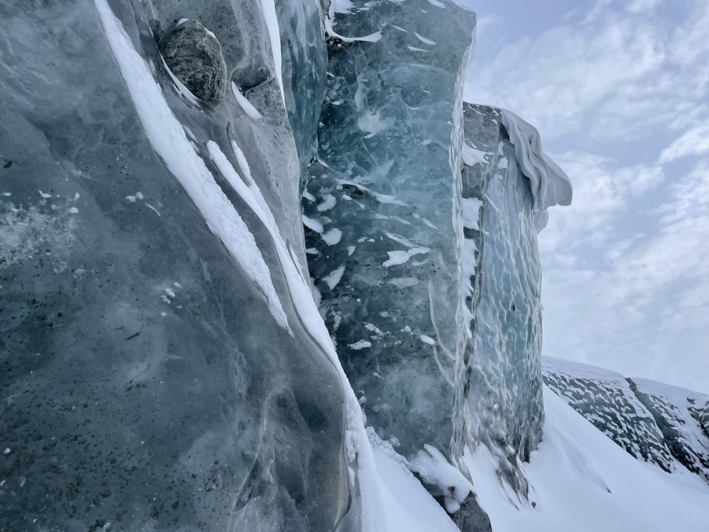 Tall walls of ice form the edge of Greenland's ice sheet. 