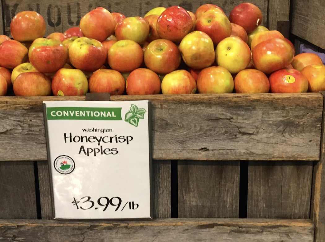 Comparable apples at our local grocery store are a $1 more.
